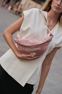 Sac banane velours femme vieux rose Nina Recitem