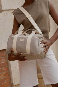 sac de sport damier écru et noir